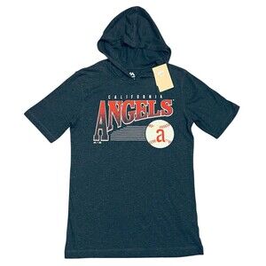 MAJESTIC California Angels MLB Baseball Hooded Graphic Tee Navy Blue Small NWT